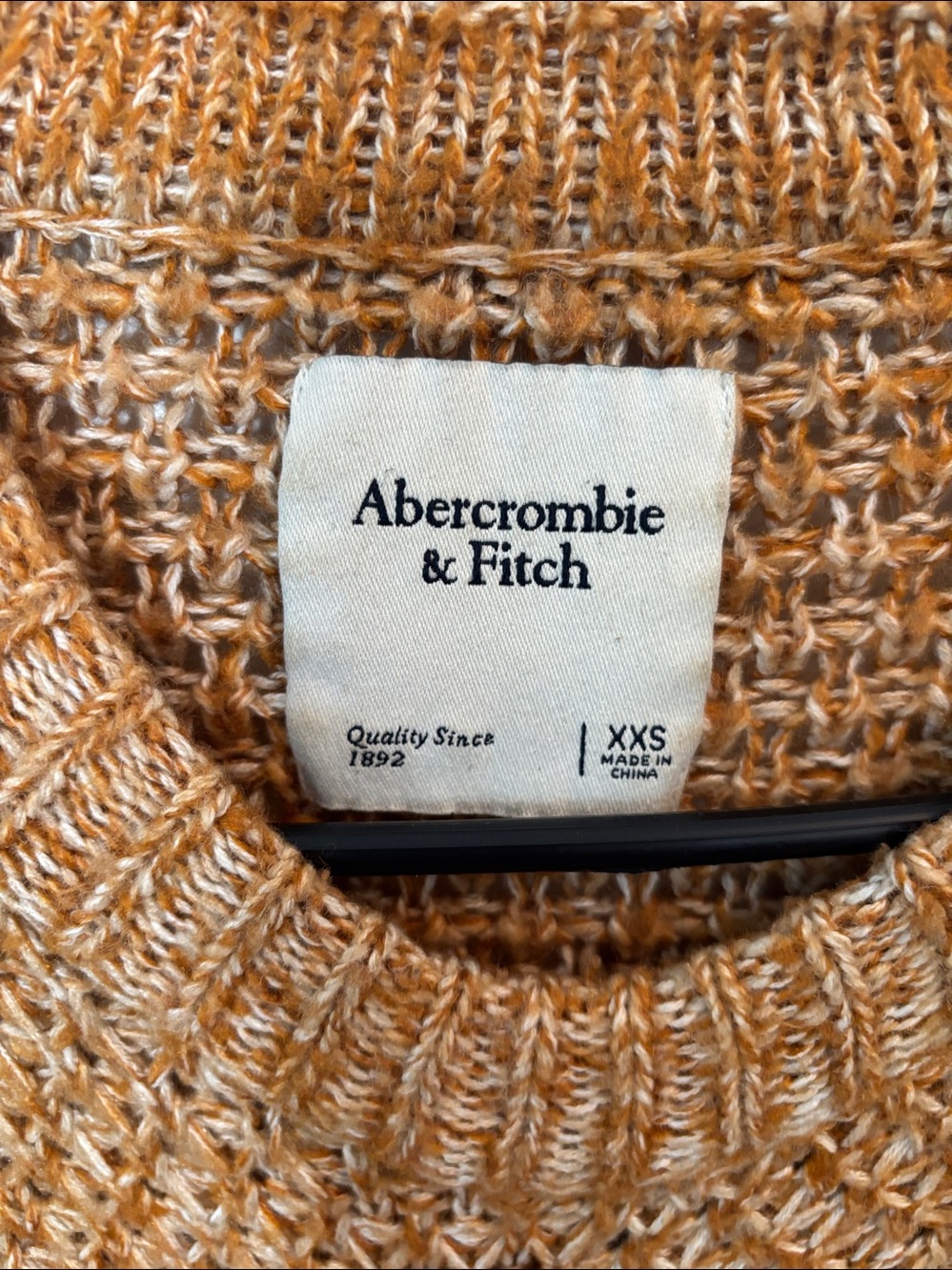 Abercrombie & Fitch Women’s XXS Rust Beige Tweed Knit Crewneck Sweater - Picture 2 of 8